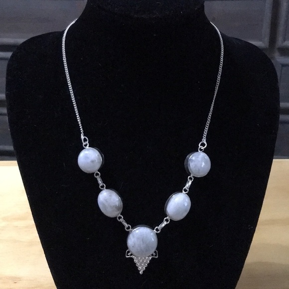 RAINBOW Moonstone Sterling Silver Necklace - Picture 1 of 8